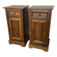 Pair of antique solid oak bedside tables