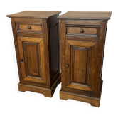 Pair of antique solid oak bedside tables