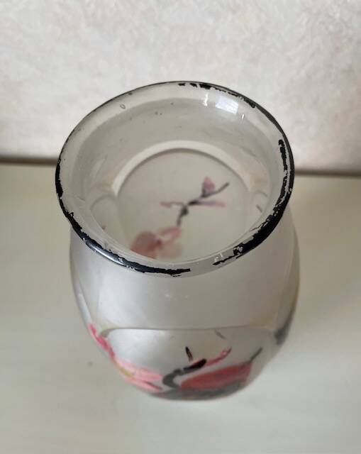 Antique frosted glass vase