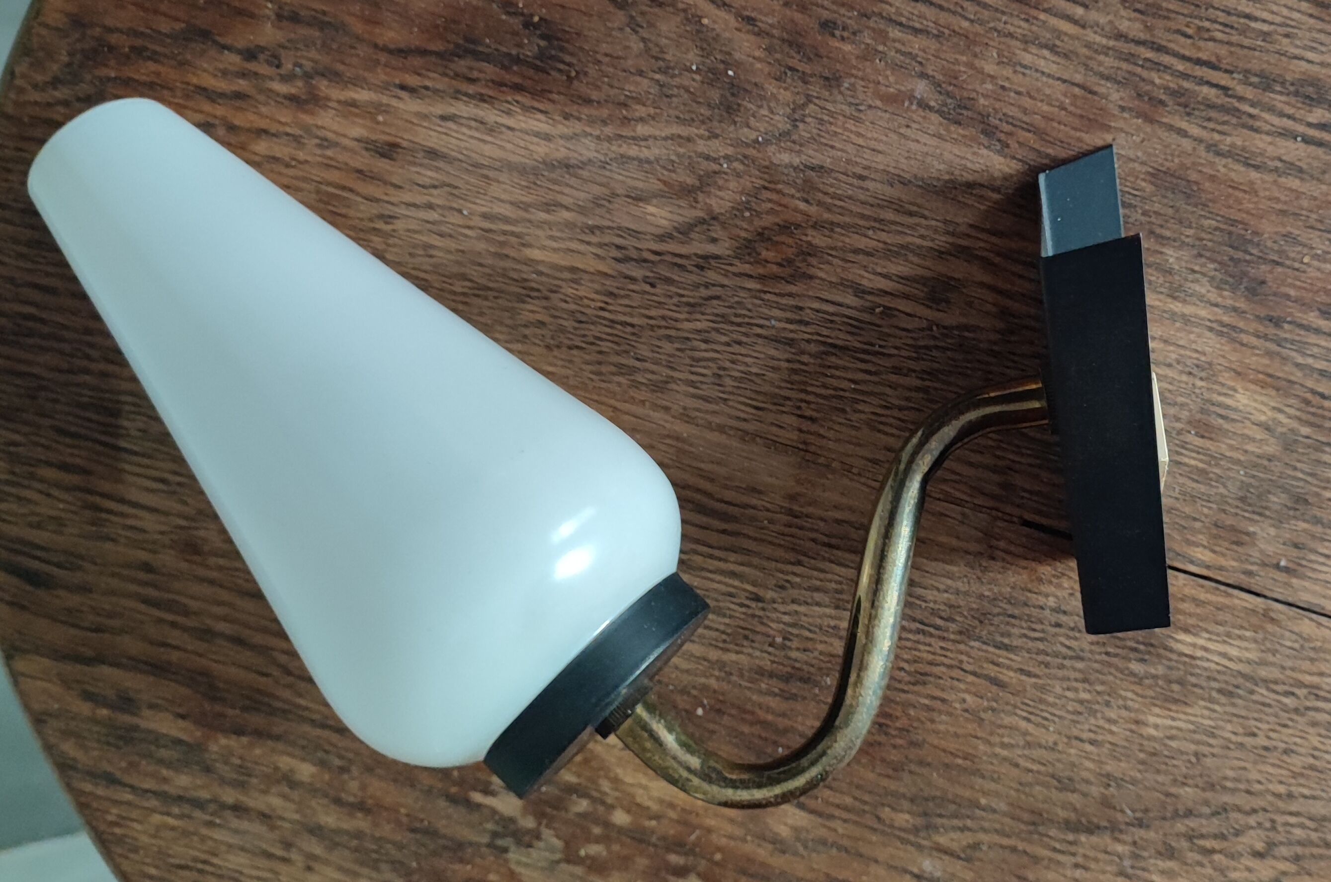 Brass and opaline wall lamp 1950
