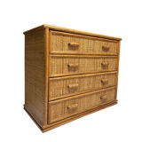Commode vintage en rotin et bambou