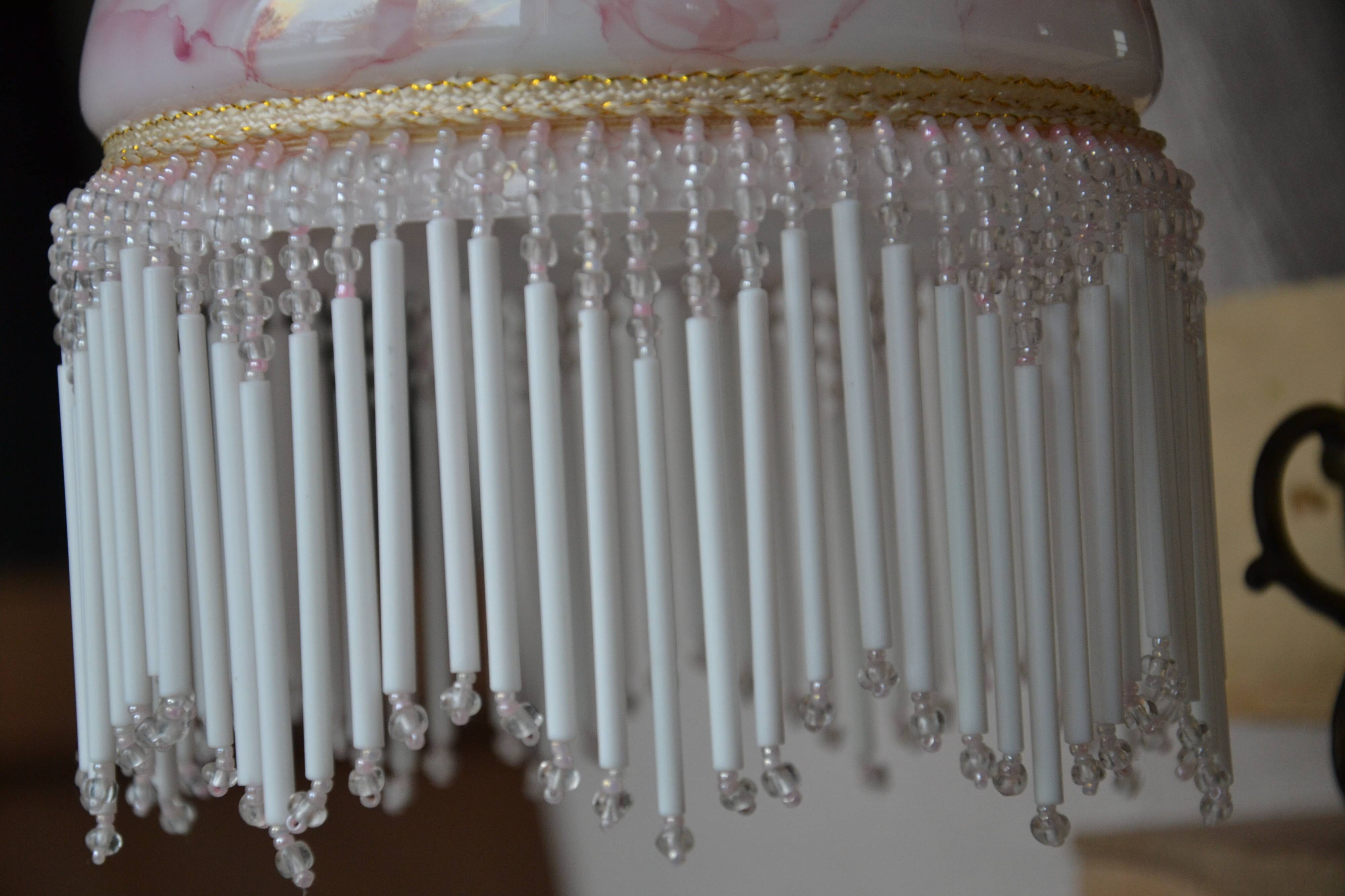 Opaline wall light with ceramic and glass pendants