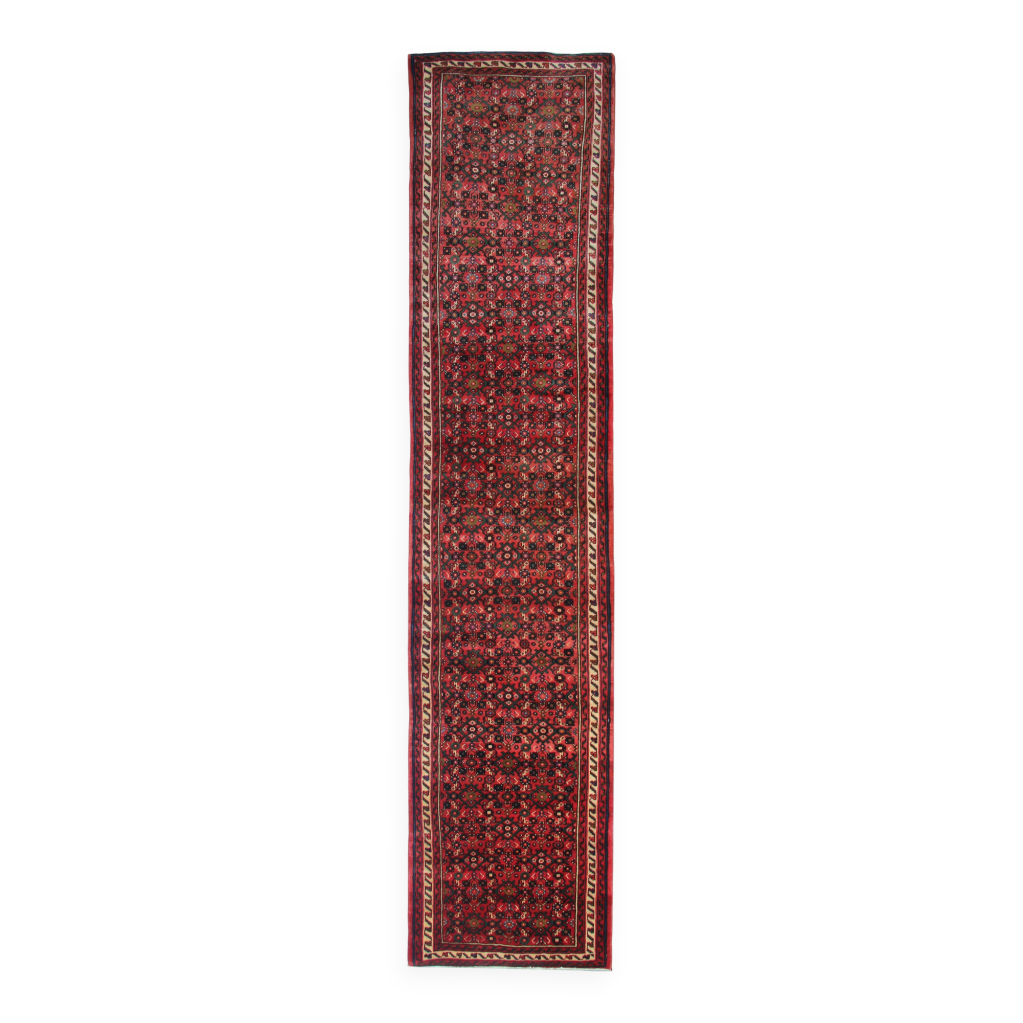 Long Vintage Oriental Runner Rug Handwoven Geometric Wool Stair Runner