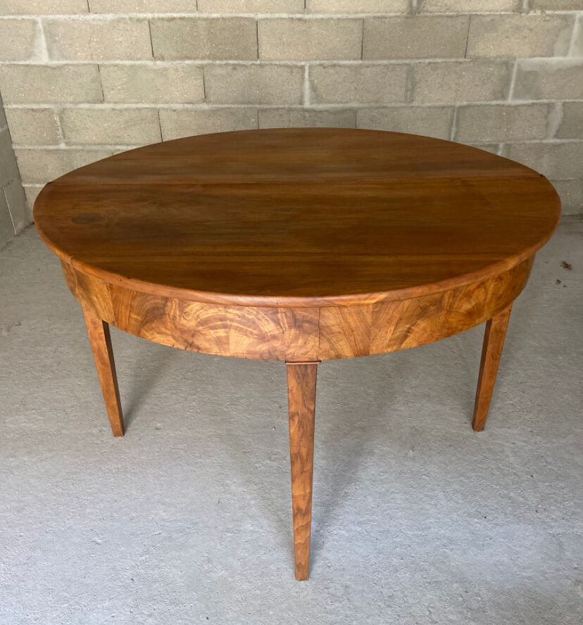 Antique table in folding round walnut