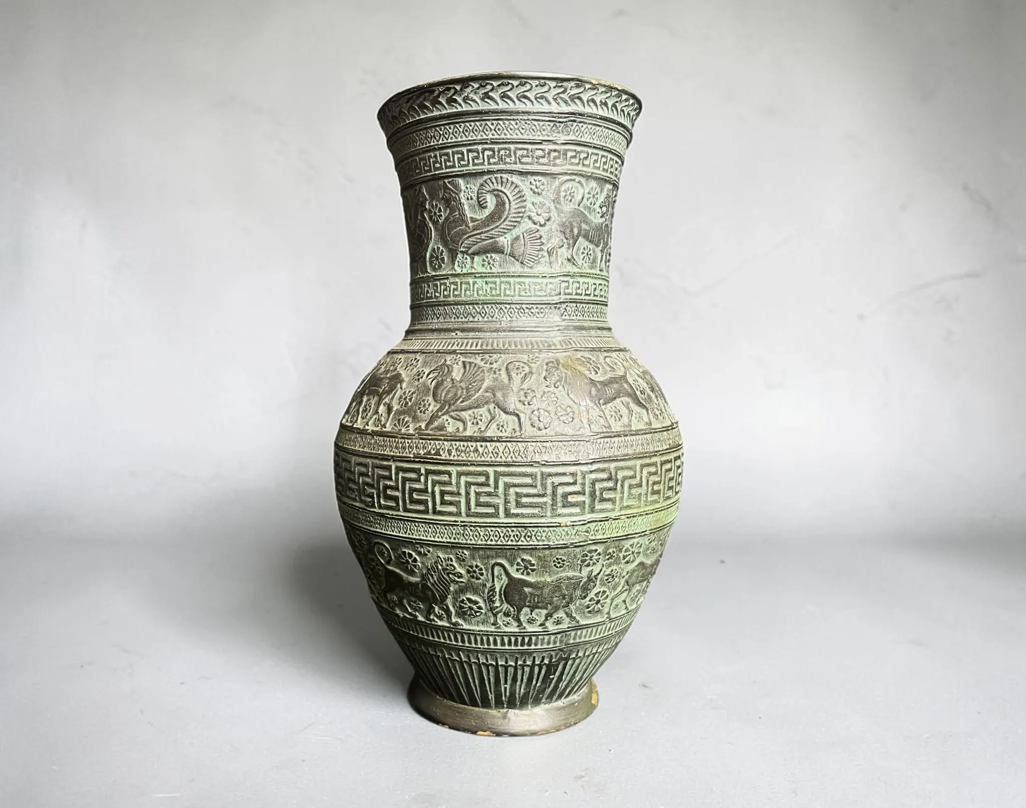 Patinated terracotta vase in ancient Greek style, 20th century.
