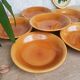Set of 6 hollow plates Longchamp France mustard - vintage