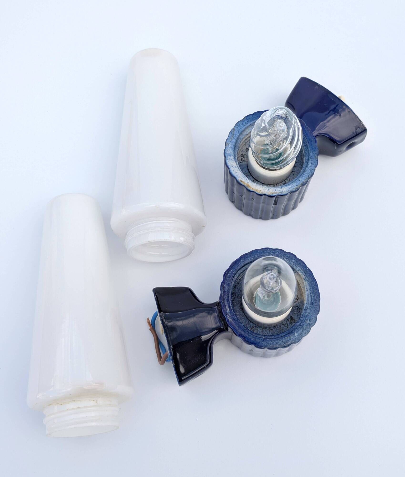 Pair of blue ceramic wall lights by Hans-Agne Jakobsson