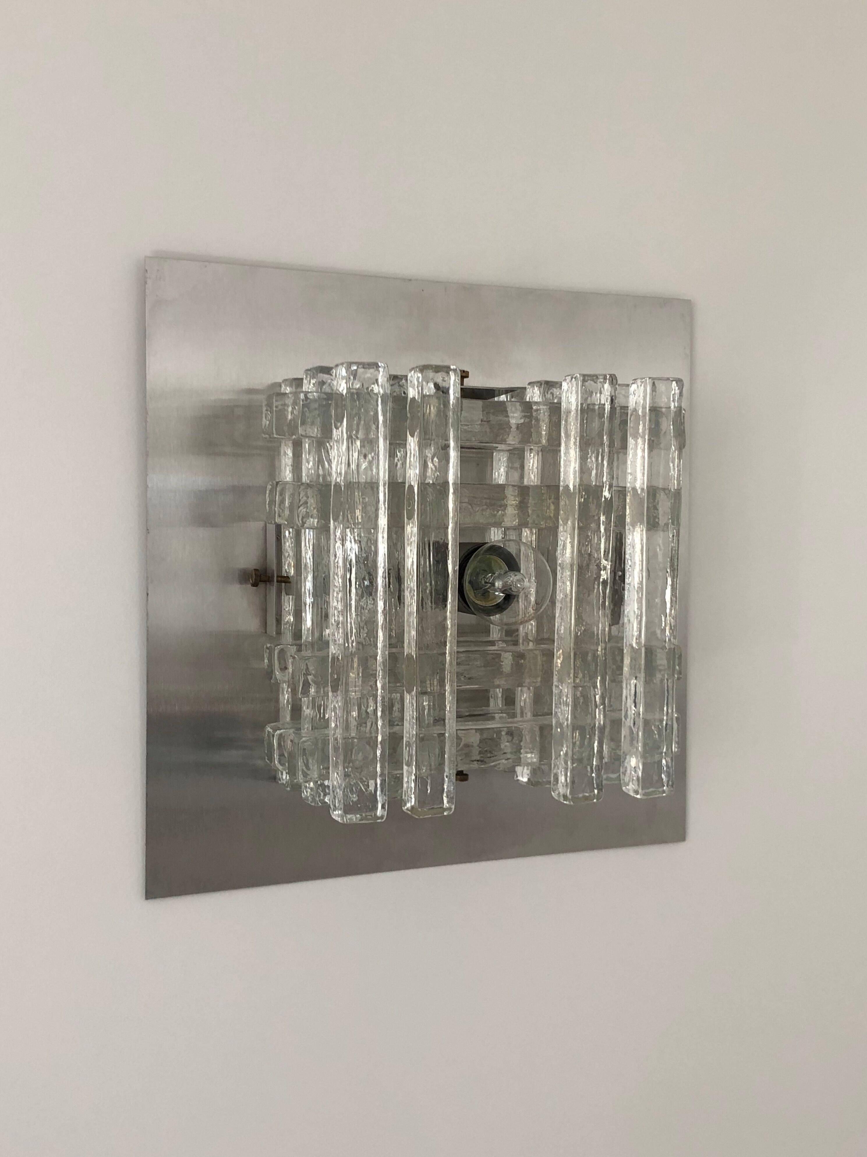 Murano glass wall lamp by albano poli for poliarte, italy 70s