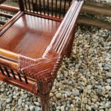 Vintage bamboo and leather coffee table