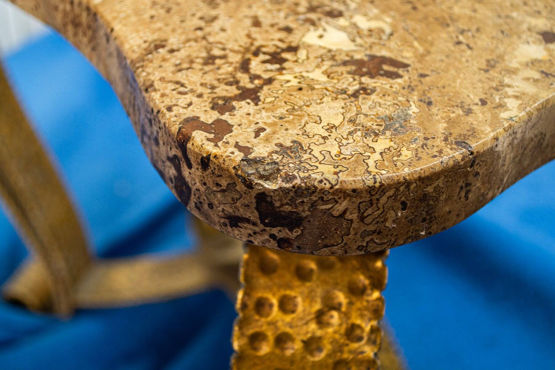 Coffee cup in golden iron and marble from Colli, Italy, 1950s