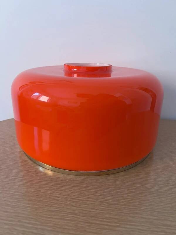 Orange Opaline Lampshade & Golden Brass - 70s Design