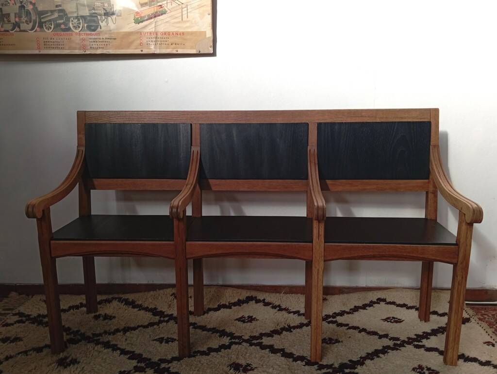 Early 20th-century solid oak bench
