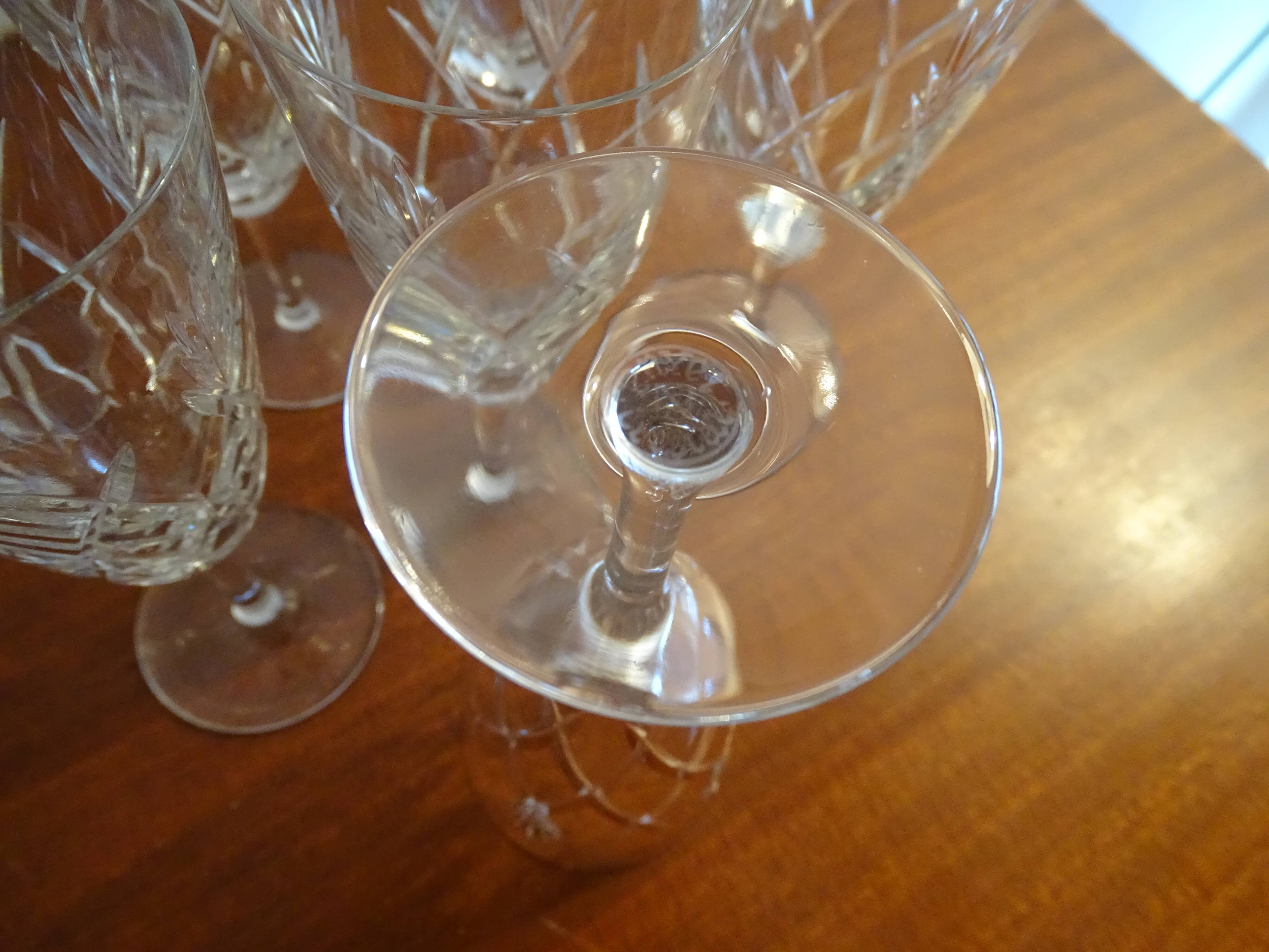 9 Bayel crystal champagne flutes signed, cut crystal.