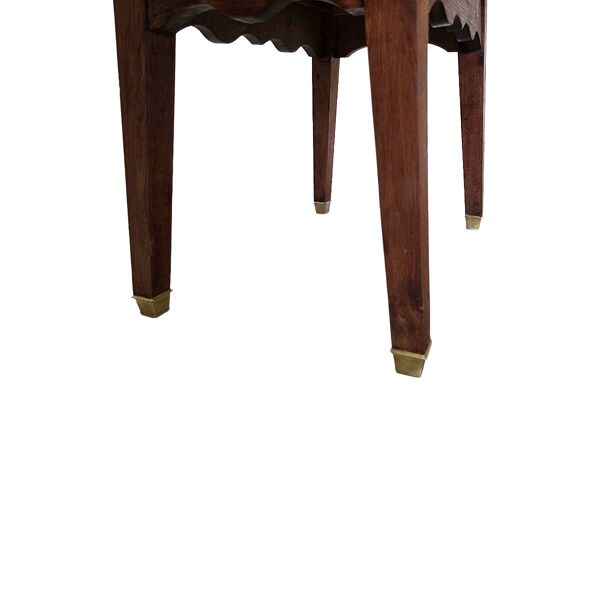 Ancienne table basse française en chêne avec pieds en bronze, années 1900
