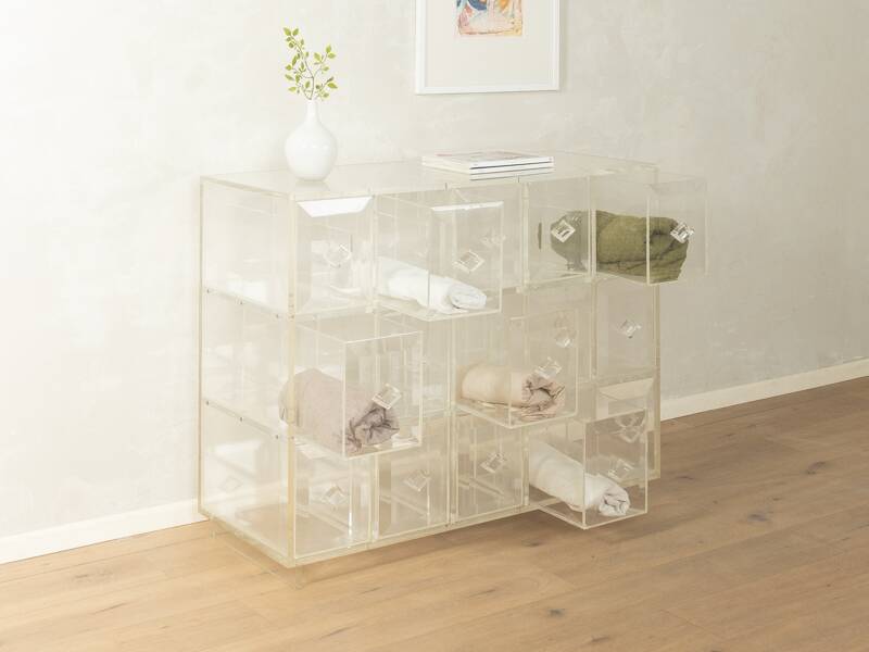 Acrylic chest of drawers, unique piece, 1980s