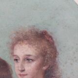 Portrait painting to young girls oil on canvas 19th