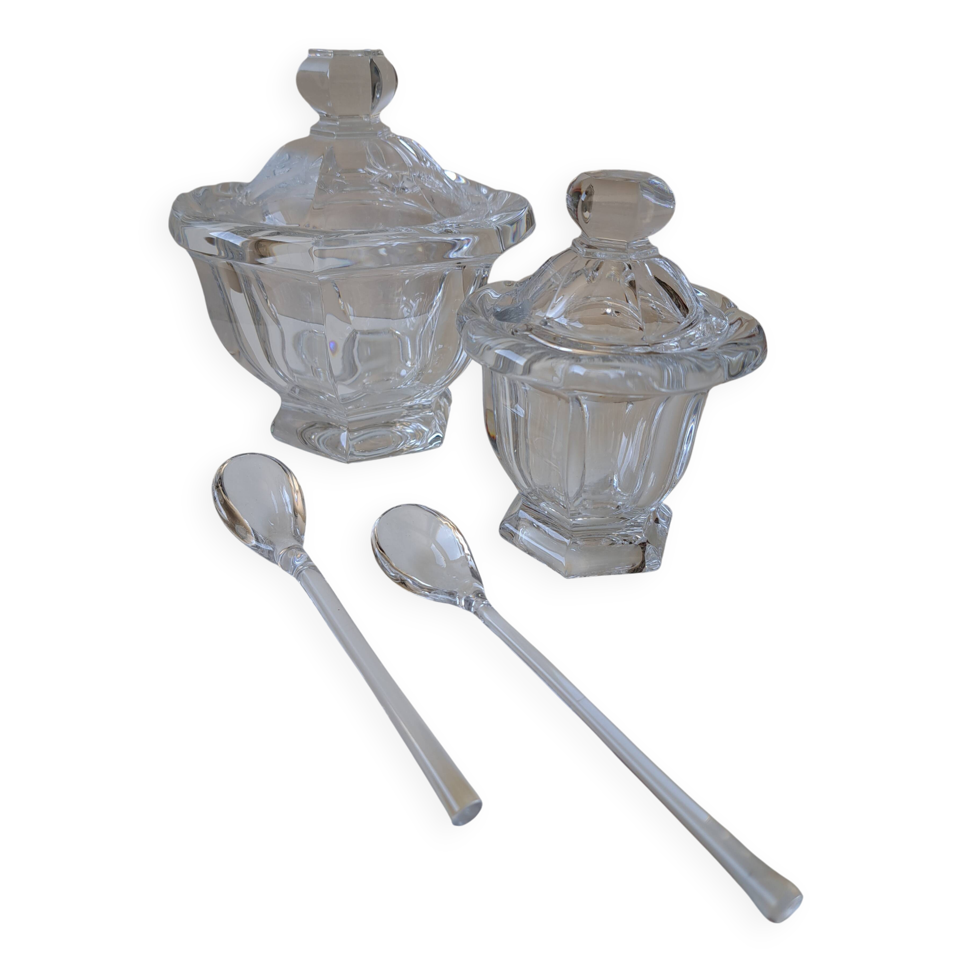 Set of a Harcourt Baccarat mustard and sugar bowl