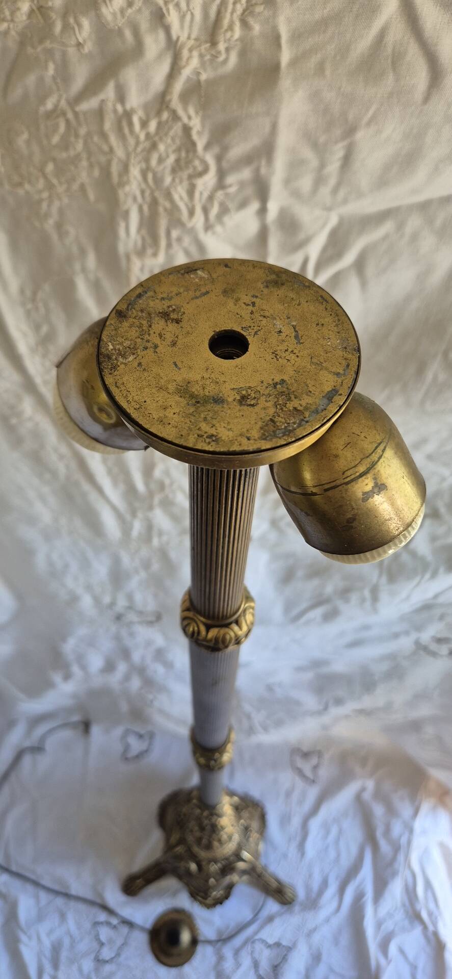 Rococo / Louis XVI brass tripod floor lamp, gilded