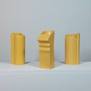 Three yellow vases in Memphis style by ASA Germany.