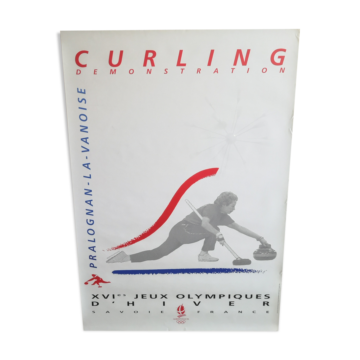 Poster Albertville curling olympic games poster