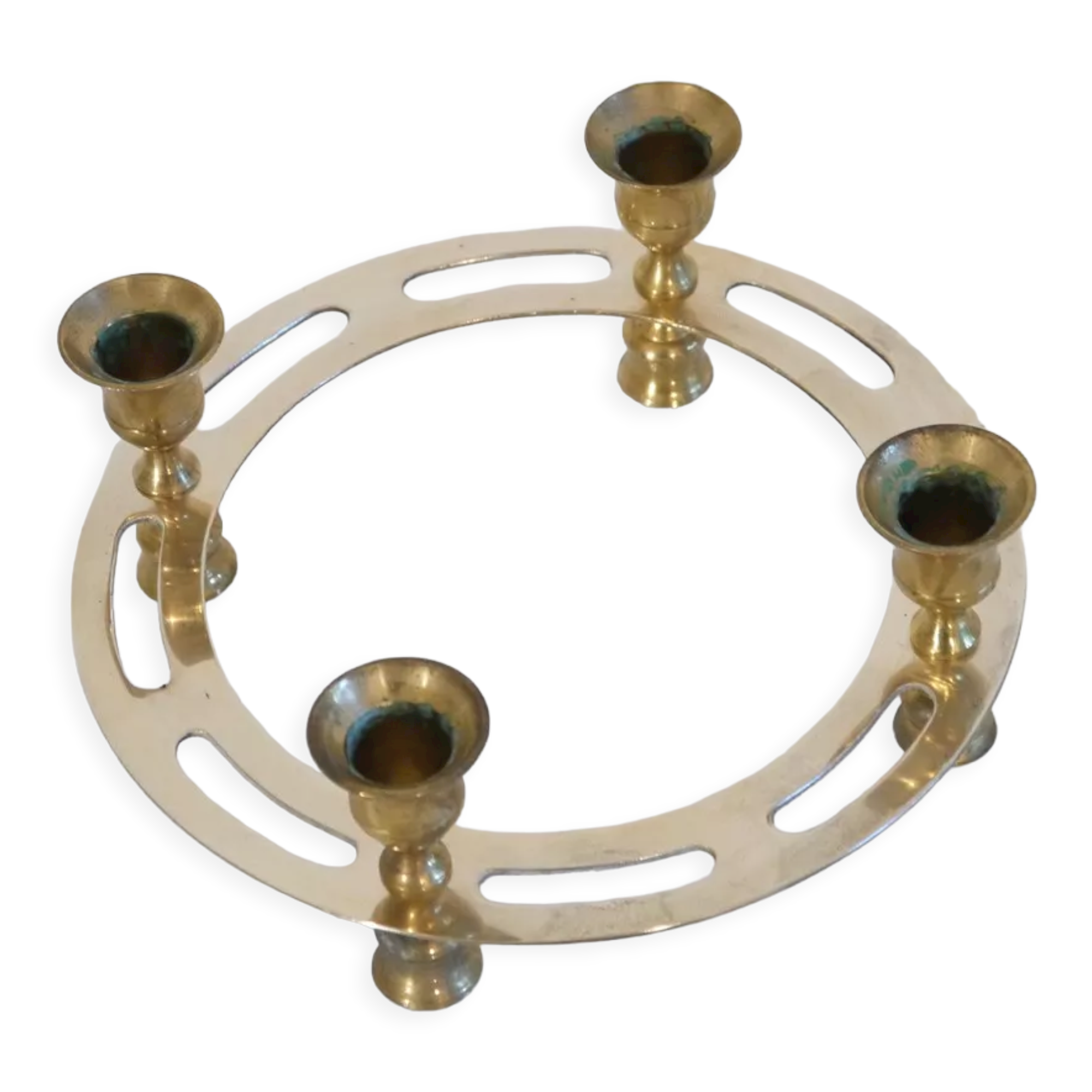 Vintage Scandinavian brass candle holder 1970