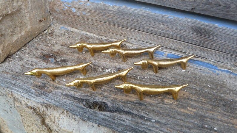 Set of 6 door golden Teckels knives in fine gold