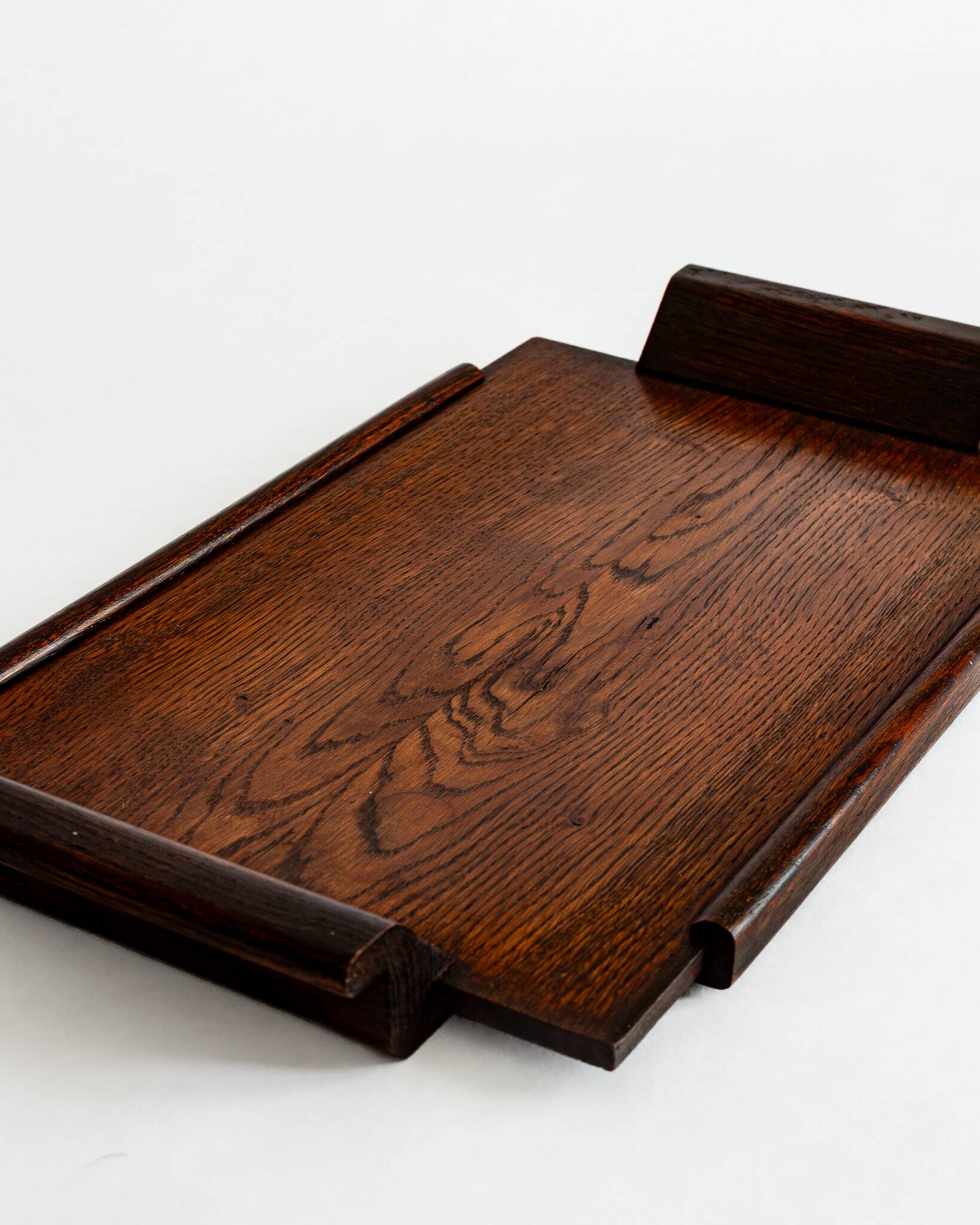 Plateau de service en bois massif de style Art Déco – Années 40-60