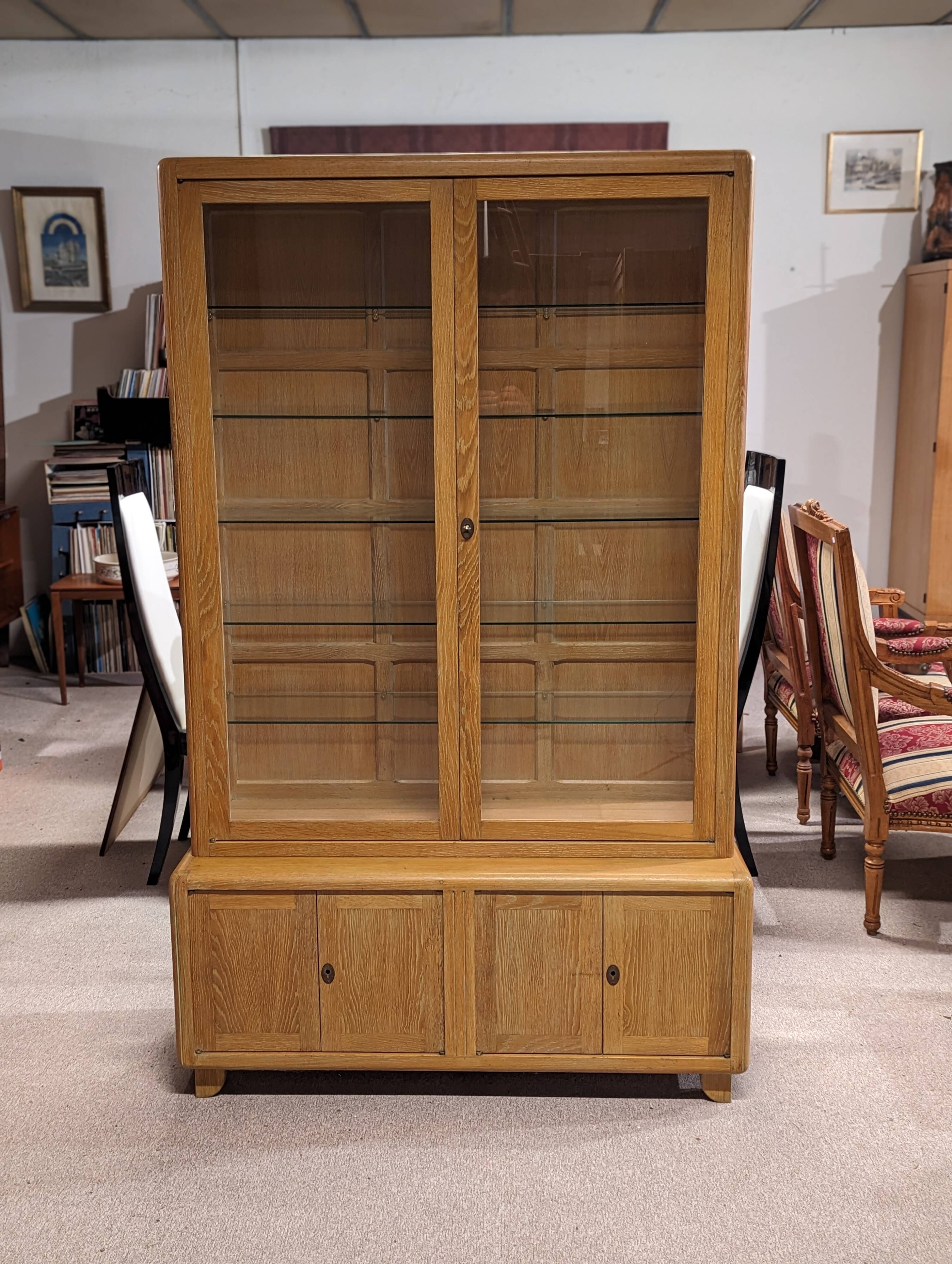 Limed oak display case from the 1940s
