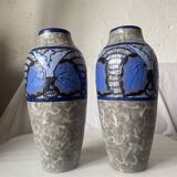 Pair of Papillon vases by Louis Dage art deco