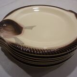 6 assiettes à poisson de Longwy décorées à la main