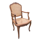 Fauteuil Ancien Style Louis XV XXe Siècle Chêne Cannage Bureau Salon