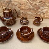 Antique PRUSZKOW Ceramic Brown & Gold Vintage Tea Service #B279
