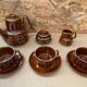 Antique PRUSZKOW Ceramic Brown & Gold Vintage Tea Service #B279