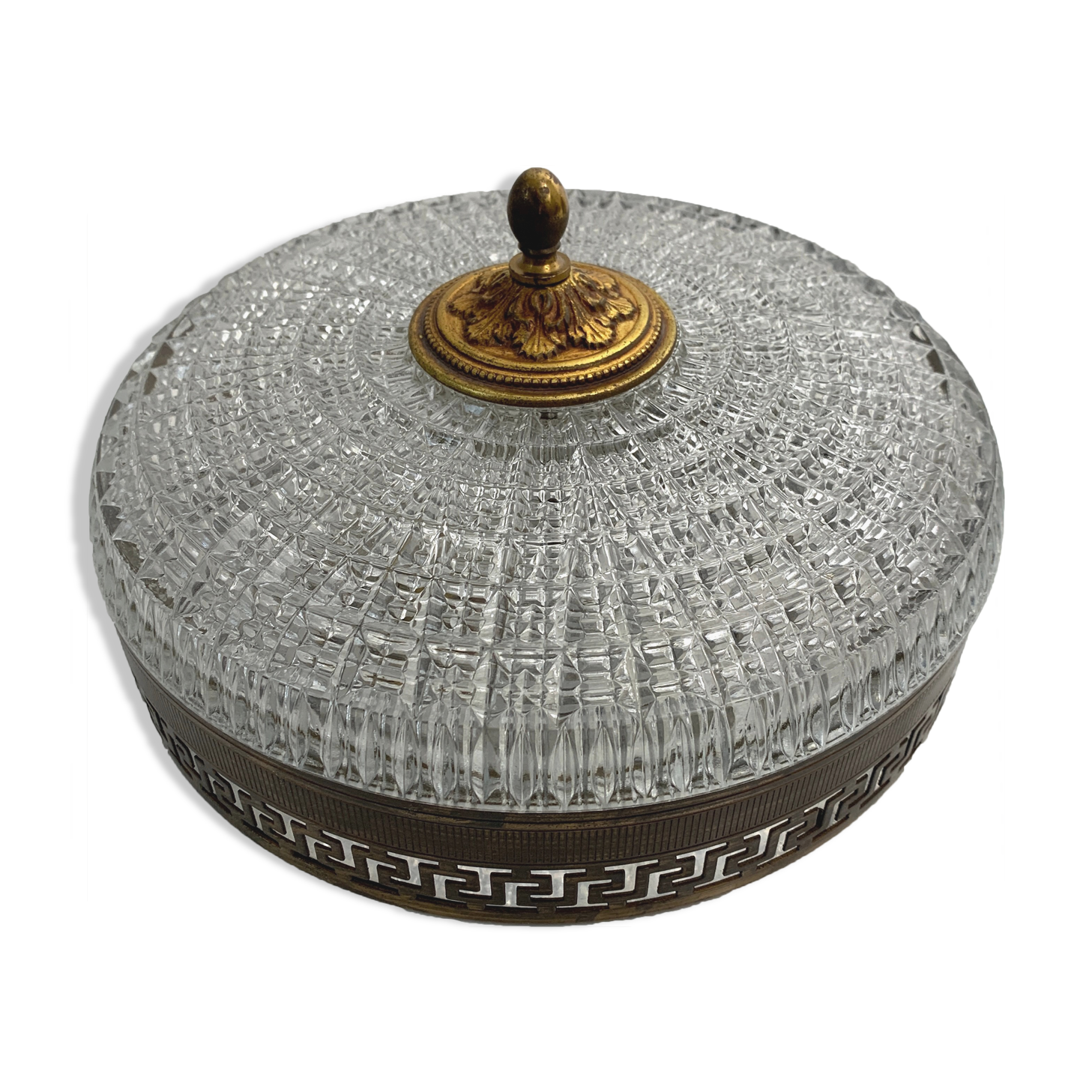 Ceiling lamp old gold crystal Lucien Gau