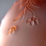 Large art deco style vase in molded/pressed pink glass paste