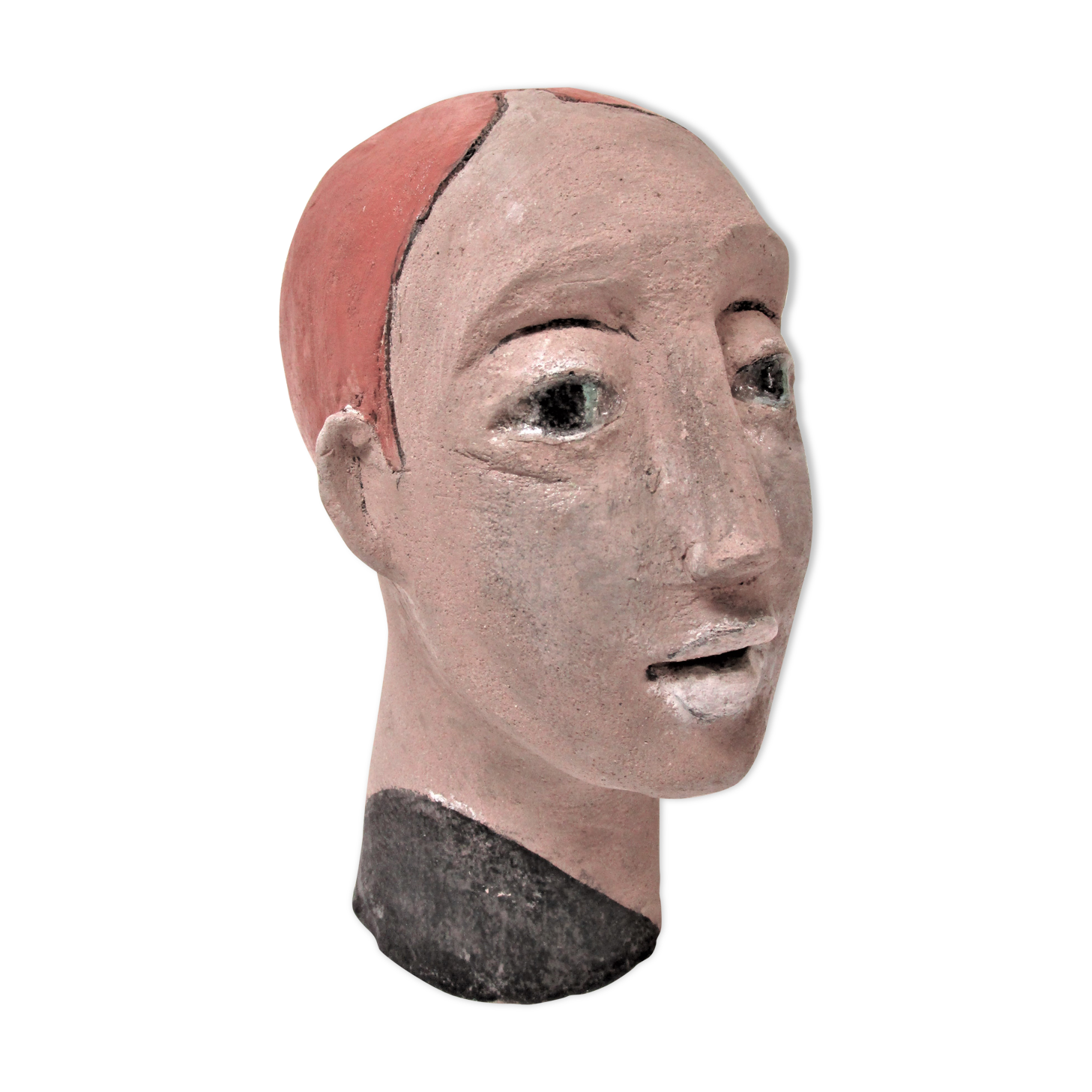 Redheaded boyish woman modeled in earth signed 60/70 years