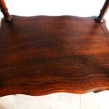 Vintage 1920s wooden dressing table with mirror and storage.
