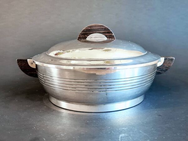 Service à thé & café art déco en métal argenté et ébène