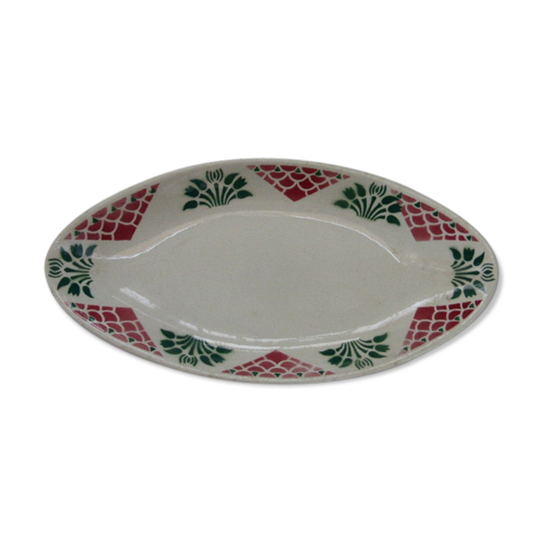 Pat de service art déco, motif floral, en faience, Christiane HBC