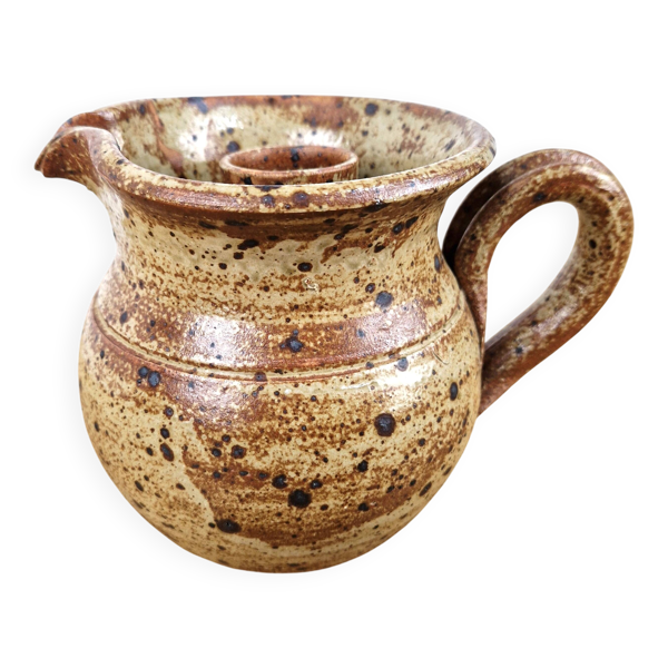 Pichet en grès pyrite signé Baudat - broc vintage