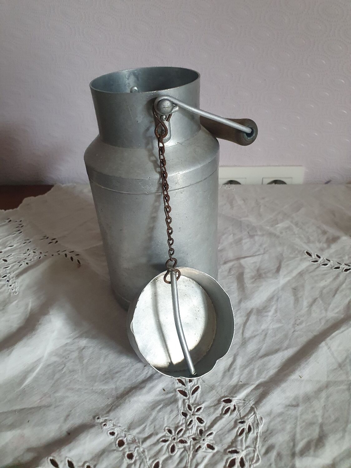 Milk jug whole milk can in vintage aluminum