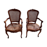 Pair of canned chairs