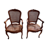 Paire de fauteuils cannés