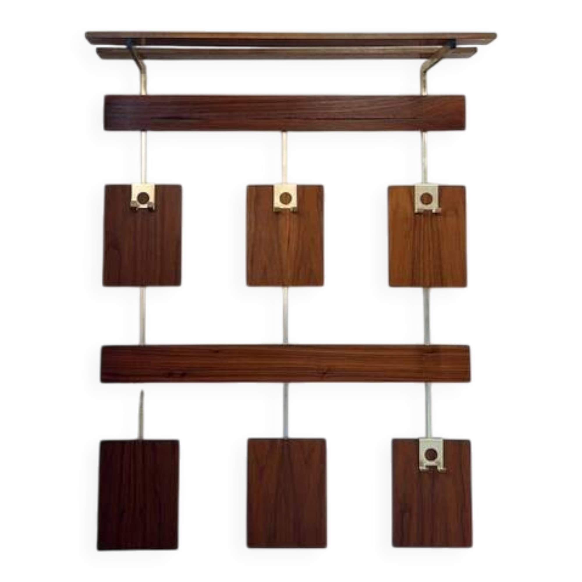 Vintage teak wall coat rack