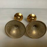 Pair of small brass tulip-shaped candlesticks