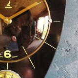 Clock formica vintage wall clock silent timer "Jaz transistor black yellow"