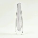 Mid Century Scandinavian Striped Glass Vase, V. Lindstrand for Kosta, 1950s