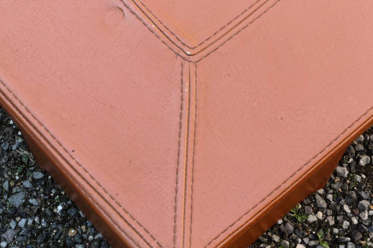 Cognac leather coffee table, vintage 1980s.