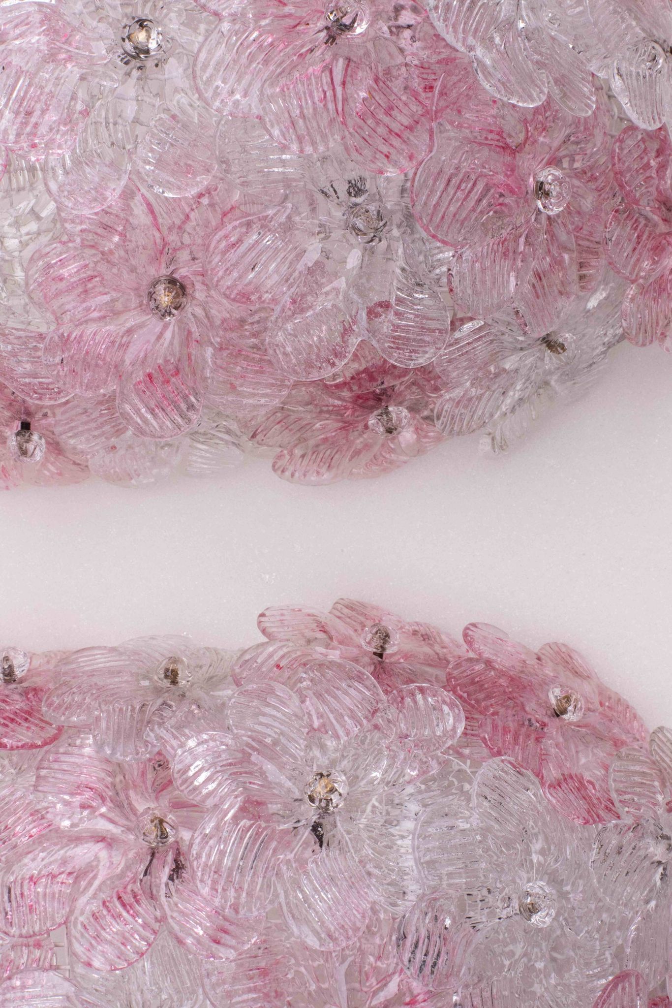 Set of 2 Murano Wall Light Pink Flower by Seguso, 1970