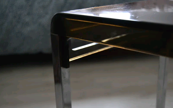 Side table smoked plexi vintage chrome